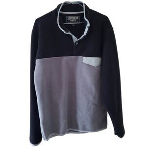 Southern Grit Men's Black & Gray 1/4 Snap Button Collar Pullover Fleece